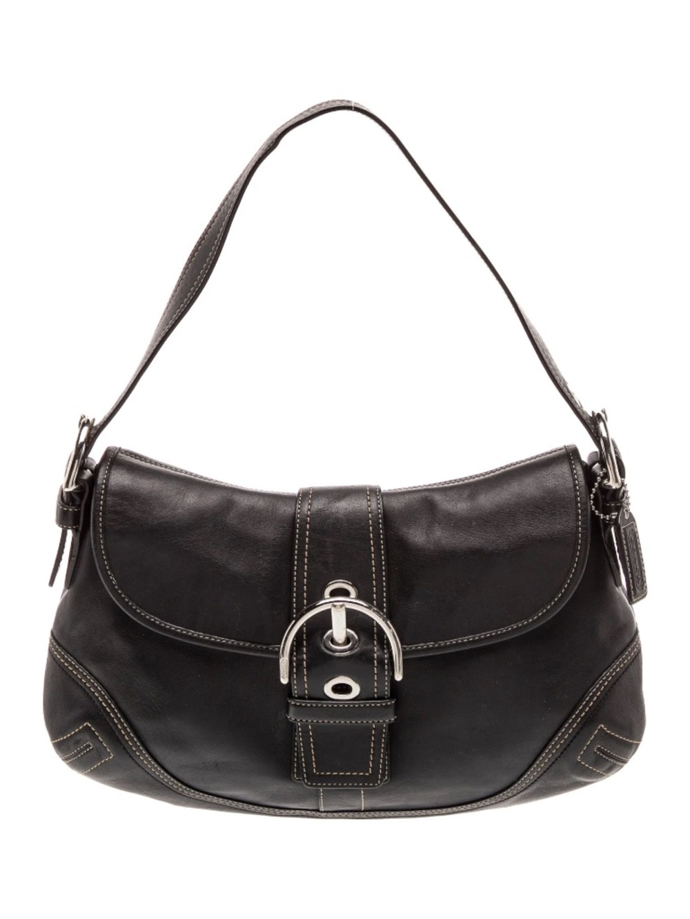 COACH Soho Black Leather Flap Hobo Bag F10192 Vintage Y2K